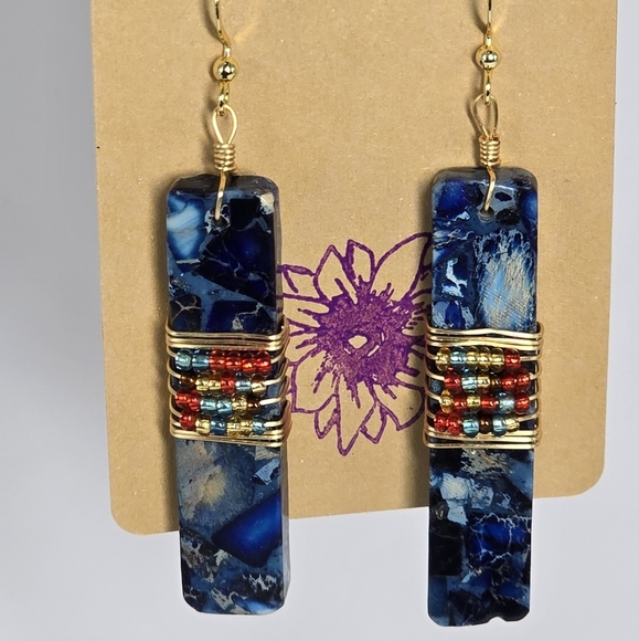 Bohemian Blue Stone Earrings - Picture 1 of 3